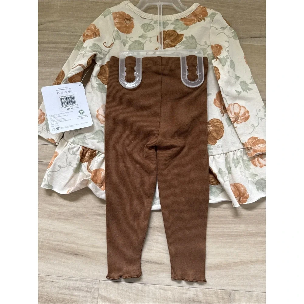 Burt's Bees Pumpkin Tunic And Brown Leggings Size 6-9 Month